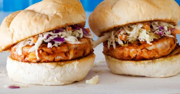 BBQ Chicken Burgers with Slaw